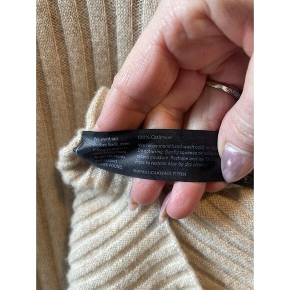 $398 Eileen Fisher Women's Bateau Neck Ribbed Cashmere Sweater Oatmeal Size XS - Picture 6 of 8